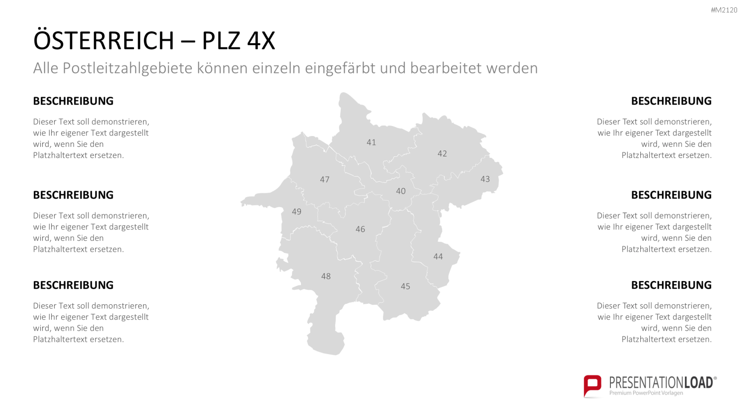 Österreich - PLZ (2-stellig) PowerPoint-Vorlage