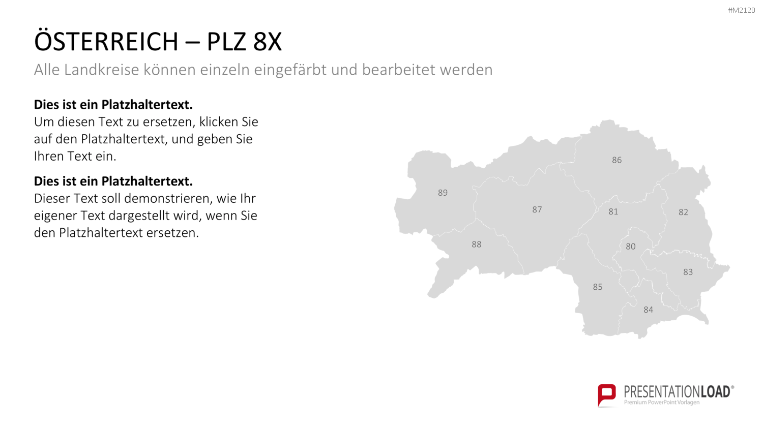 Österreich - PLZ (2-stellig) PowerPoint-Vorlage