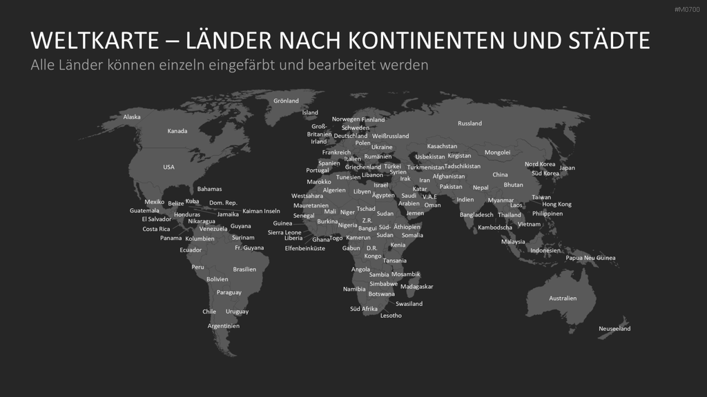 Weltkarte mit Auswahlliste PowerPoint-Vorlage