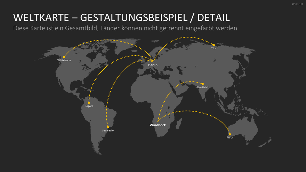 Weltkarte mit Auswahlliste PowerPoint-Vorlage