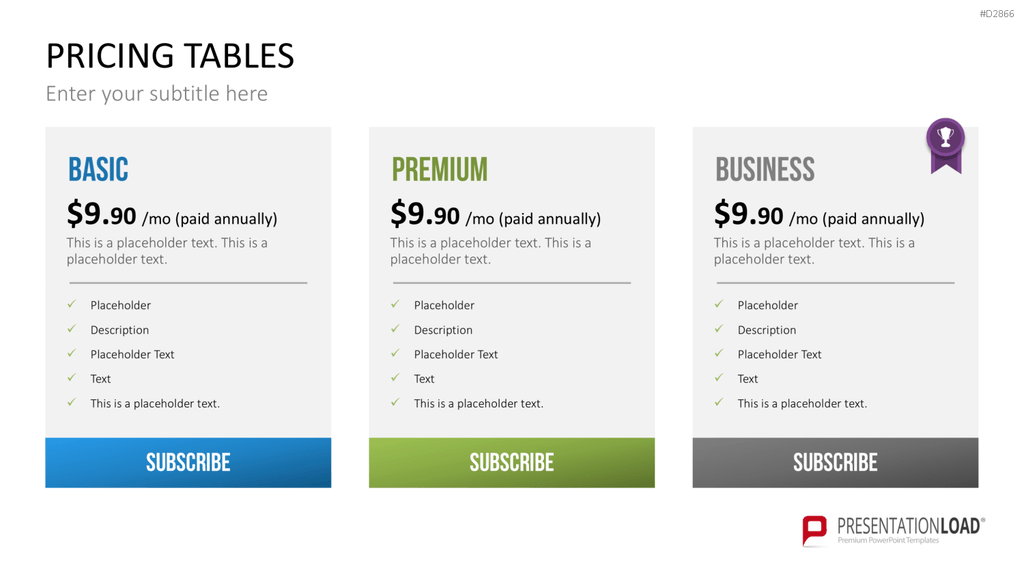 Pricing-Tables PowerPoint-Vorlage