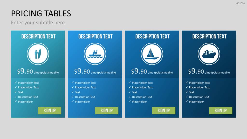 Pricing-Tables PowerPoint-Vorlage