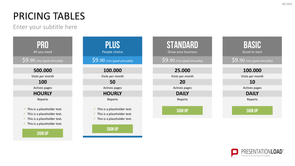 Pricing-Tables PowerPoint-Vorlage