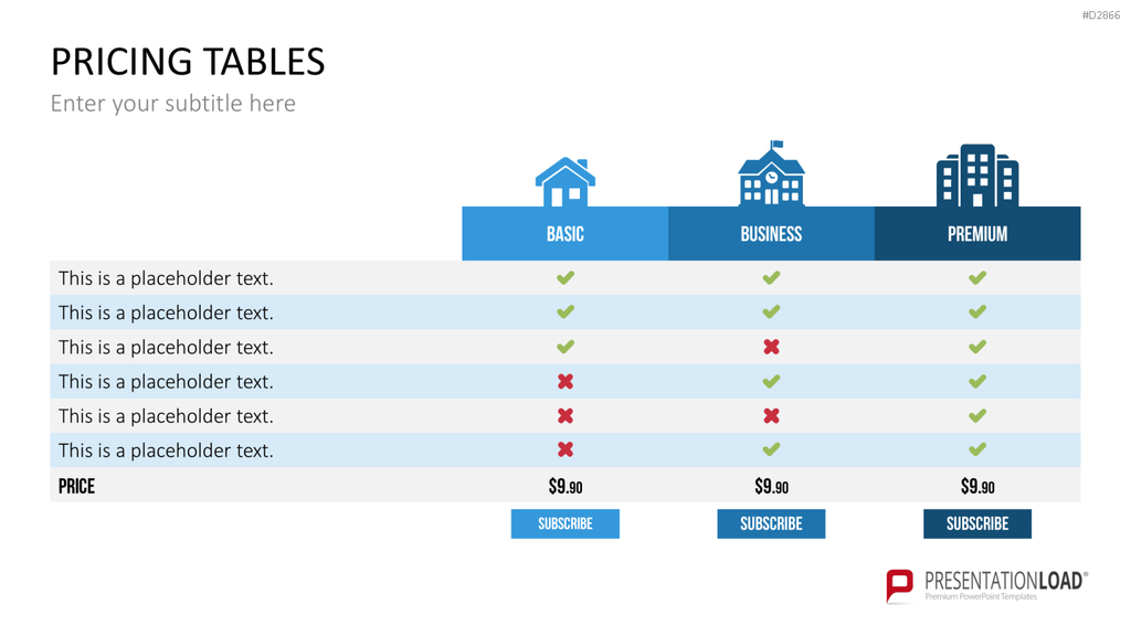 Pricing-Tables PowerPoint-Vorlage