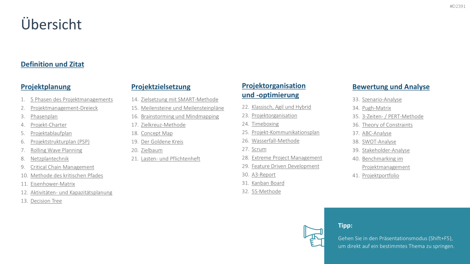 Projektmanagement-Toolbox PowerPoint-Vorlage