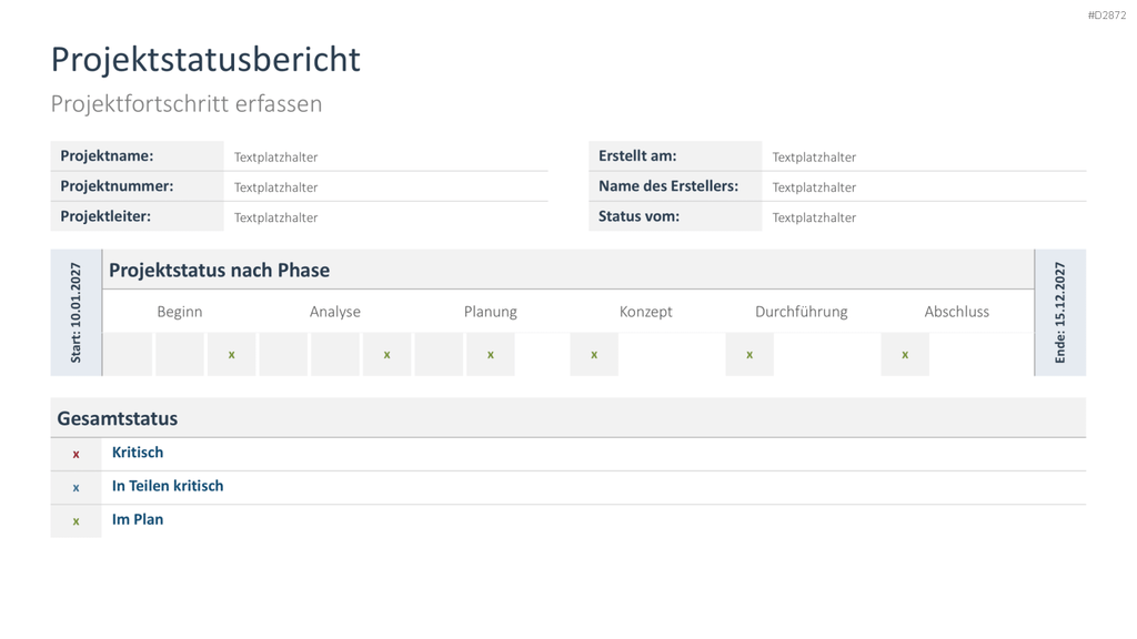 Projektstatusbericht Vorlage