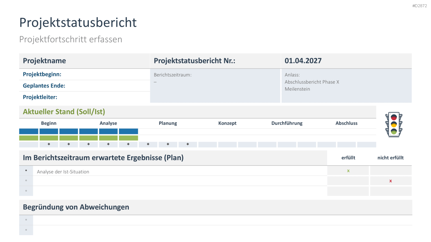 Projektstatusbericht Vorlage