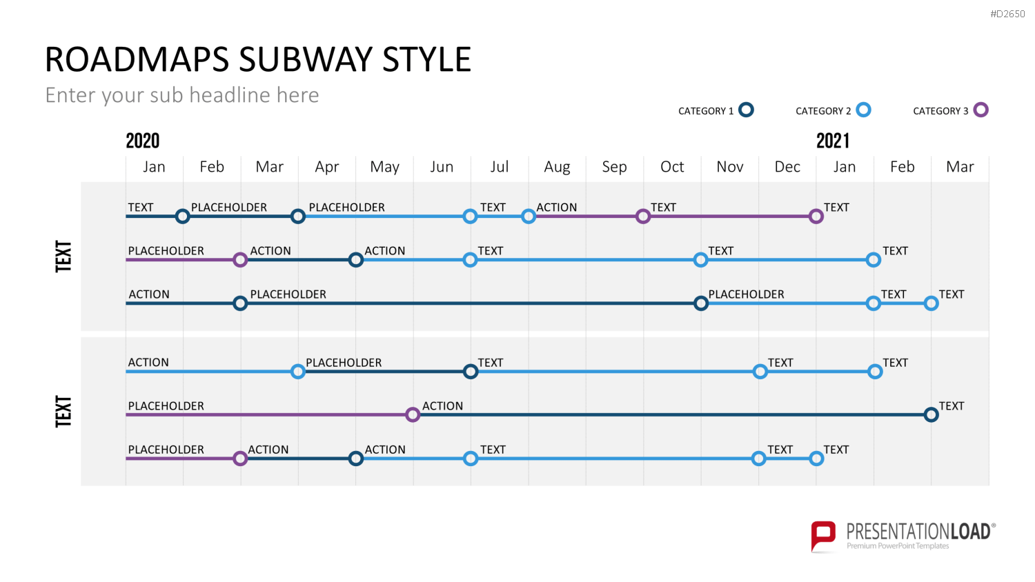 Roadmaps Subway Style PowerPoint-Vorlage