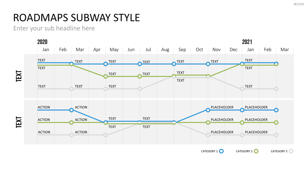 Roadmaps Subway Style PowerPoint-Vorlage