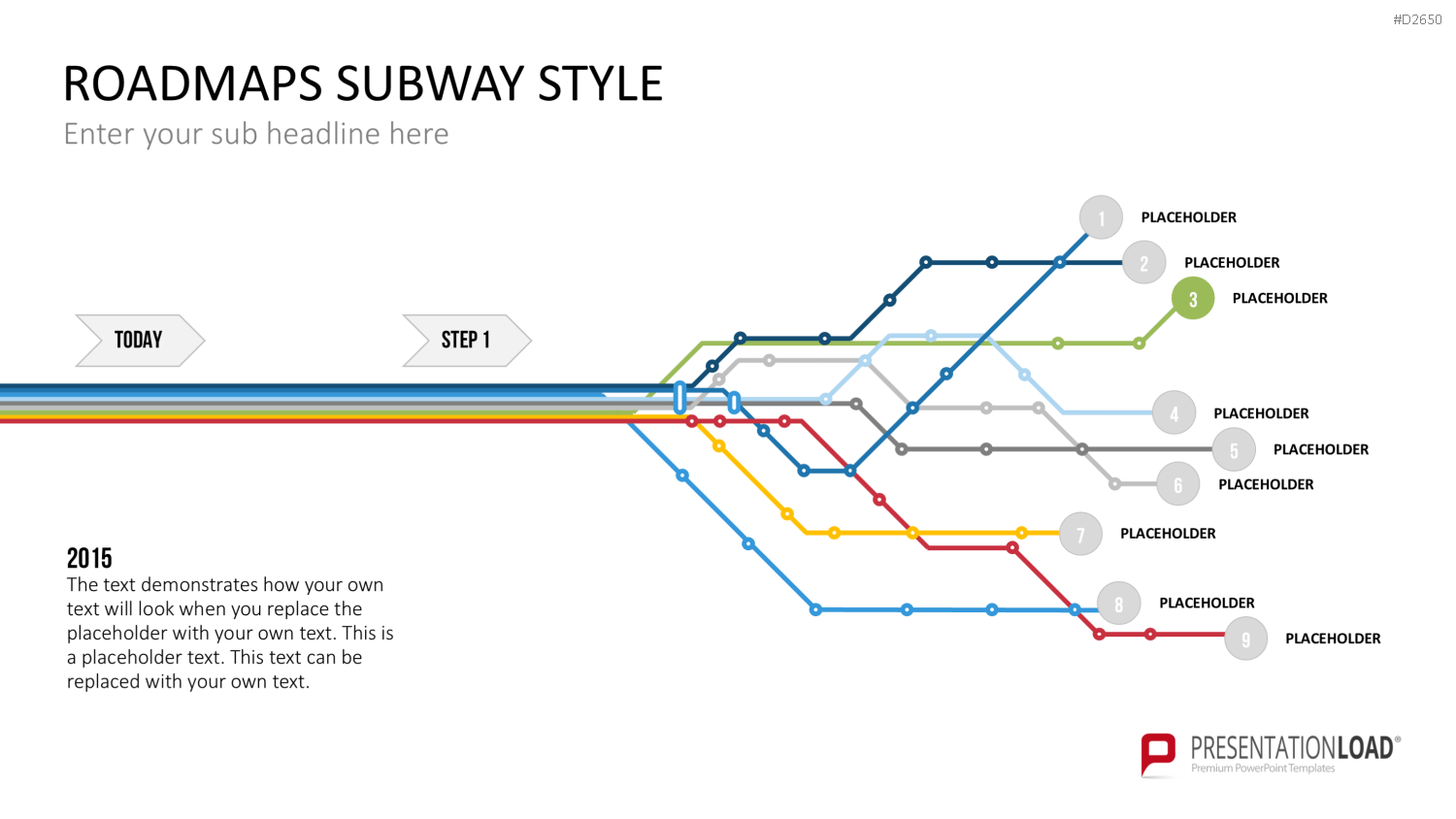 Roadmaps Subway Style PowerPoint-Vorlage