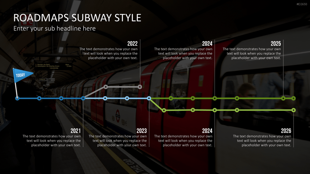 Roadmaps Subway Style PowerPoint-Vorlage