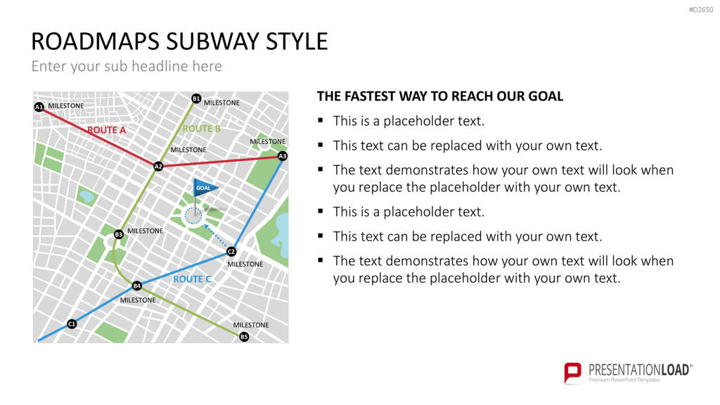 Roadmaps Subway Style PowerPoint-Vorlage