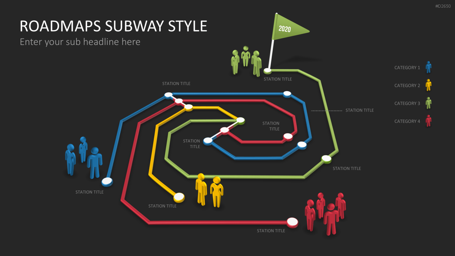 Roadmaps Subway Style PowerPoint-Vorlage