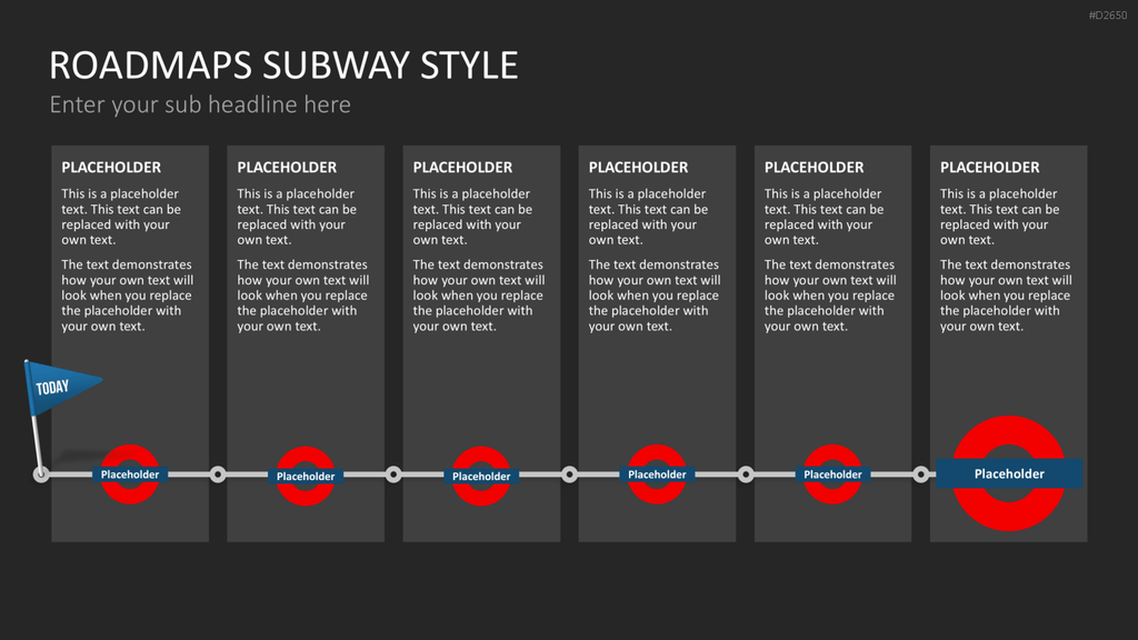 Roadmaps Subway Style PowerPoint-Vorlage