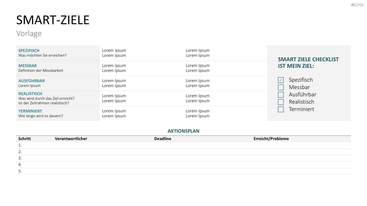 SMART Ziele PowerPoint-Vorlage