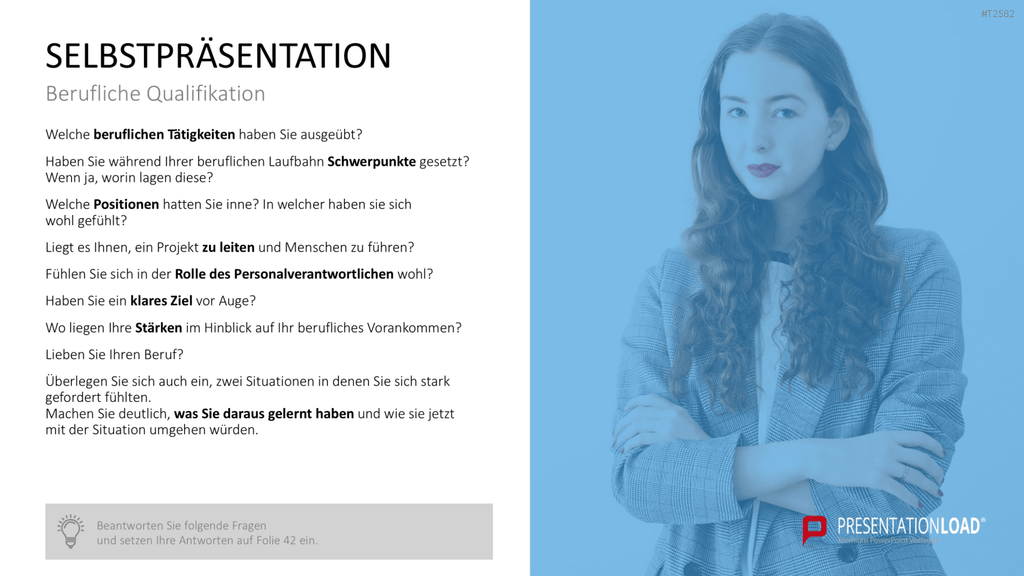 Selbstpräsentation - Geschäftsfrau PowerPoint-Vorlage