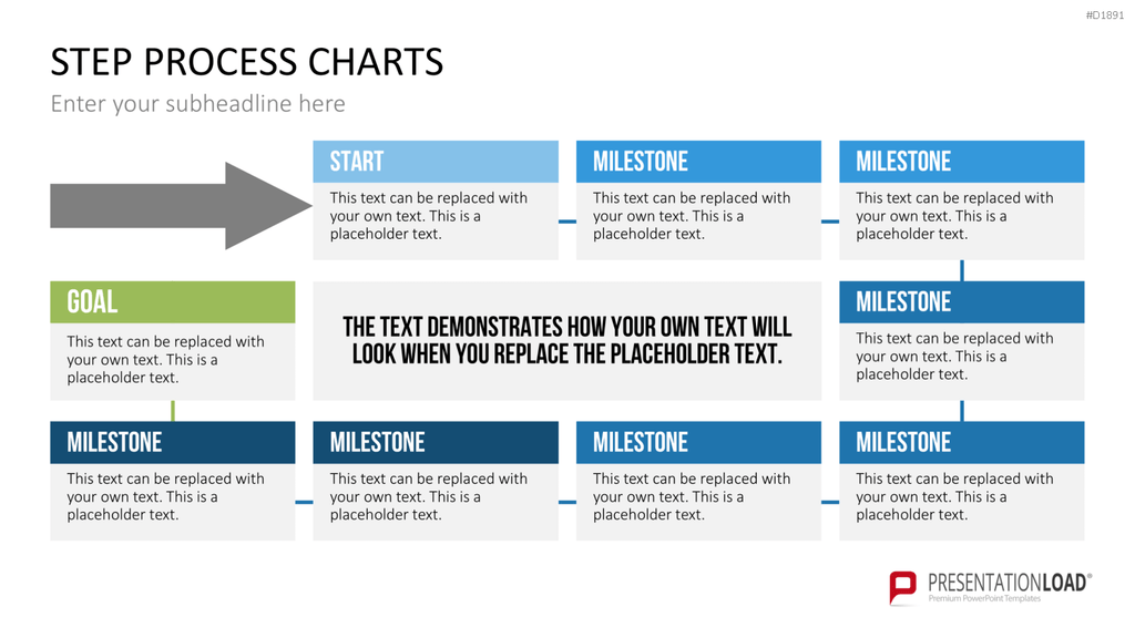 Prozess-Schritte – Text-Boxen PowerPoint-Vorlage