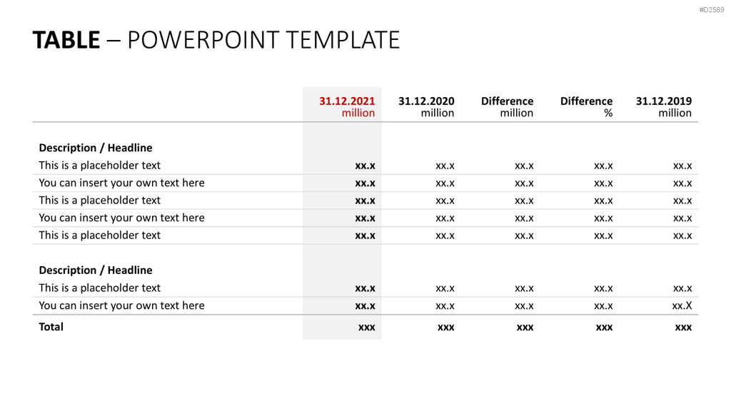 Tabellen PowerPoint-Vorlage