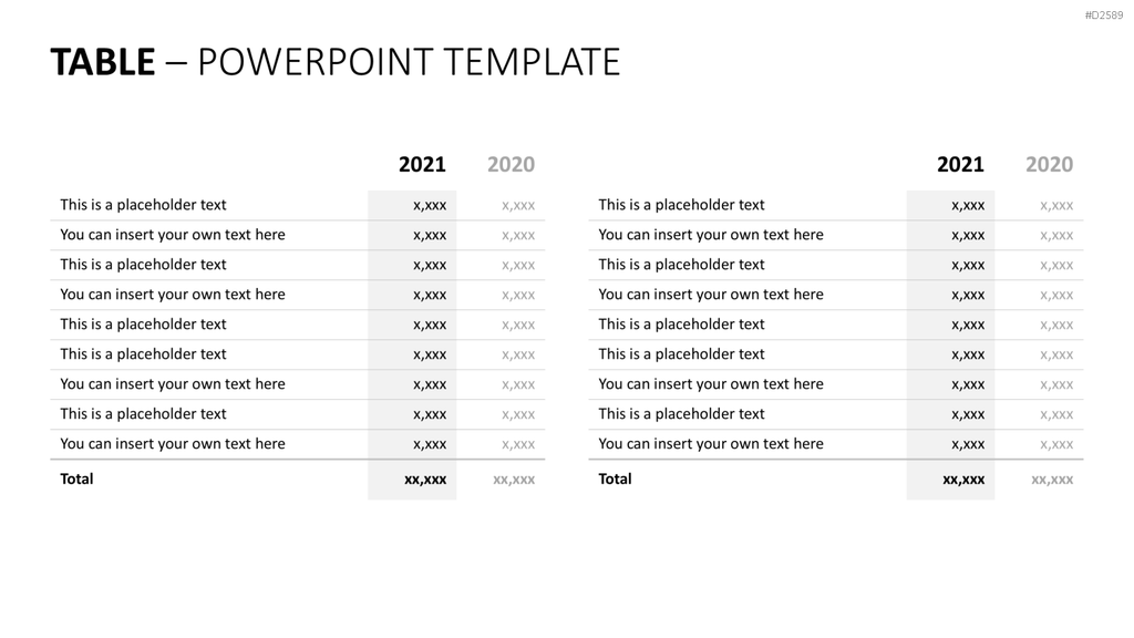 Tabellen PowerPoint-Vorlage