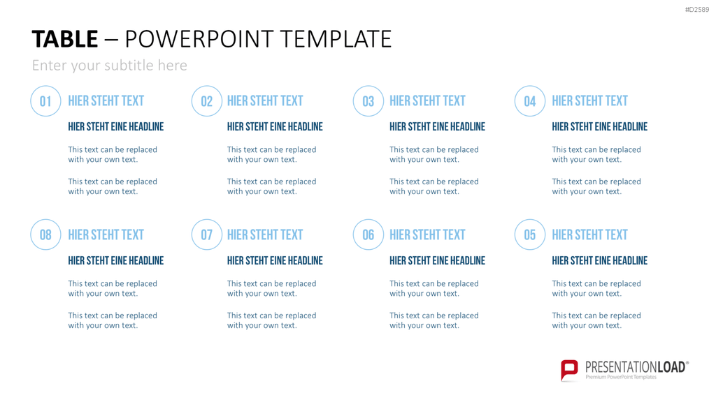 Tabellen PowerPoint-Vorlage
