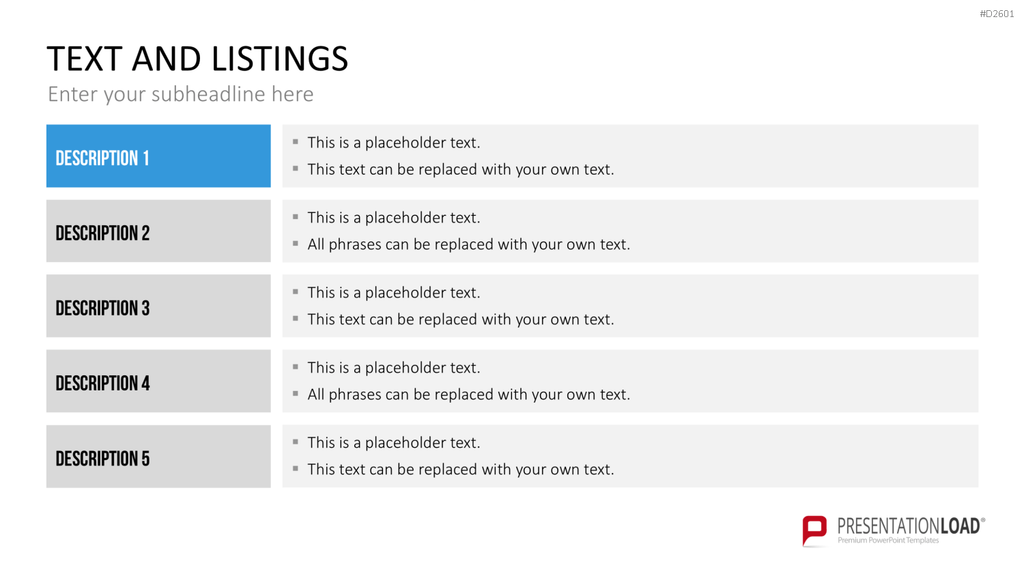 Texte und Aufzählungen PowerPoint-Vorlage