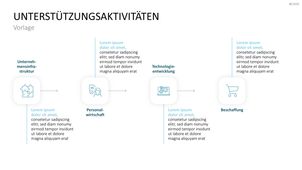 PowerPoint Folie Unterstützungsaktivitäten Icons