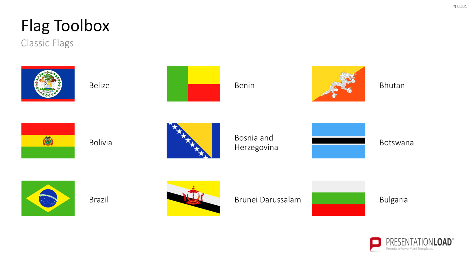 Länder-Flaggen Toolbox PowerPoint-Vorlage