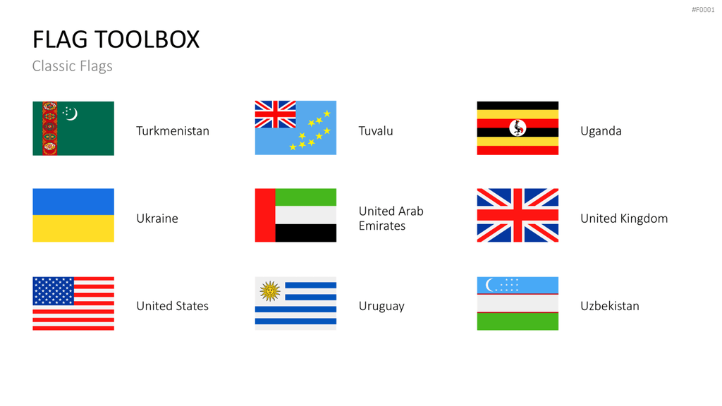 Länder-Flaggen Toolbox PowerPoint-Vorlage