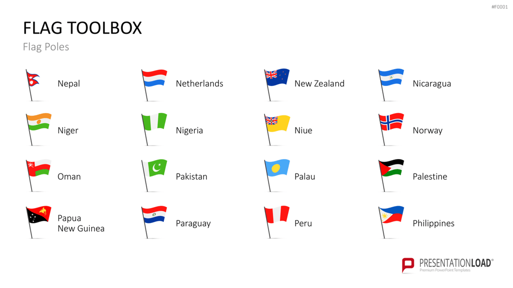 Länder-Flaggen Toolbox PowerPoint-Vorlage
