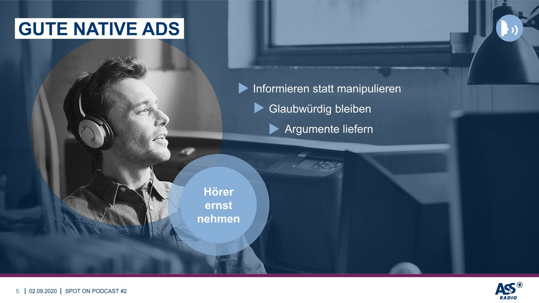 Mann mit Kopfhörern, Präsentationsgrafik